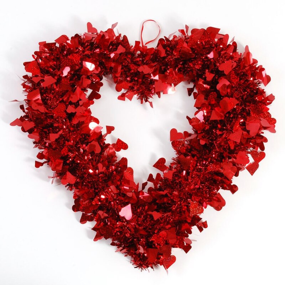 NWOT- Valentine Heart Hanging Tinsel Wreath